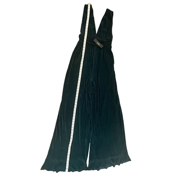 NWT Lulu’s Plisse Be Mine Teal Green Plisse Wide Leg Jumpsuit Size XS Lined Zip - Picture 13 of 16